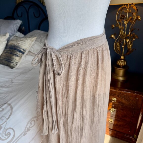 Tan Long Tie Up Swim Sarong Skirt Cover Up - Picture 2 of 7